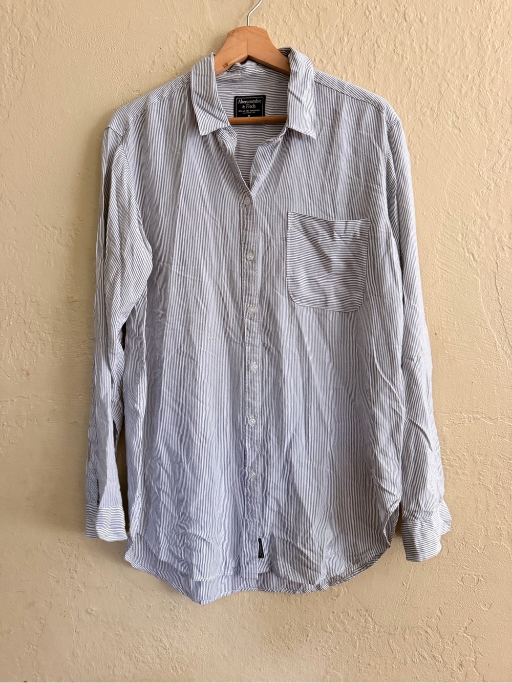 Abercrombie & Fitch Light Grey Striped Button-Down Shirt